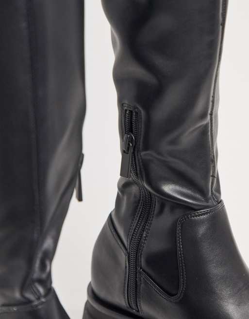 Stradivarius - Stivaletti Chelsea alti easy-on neri, 3 di 4