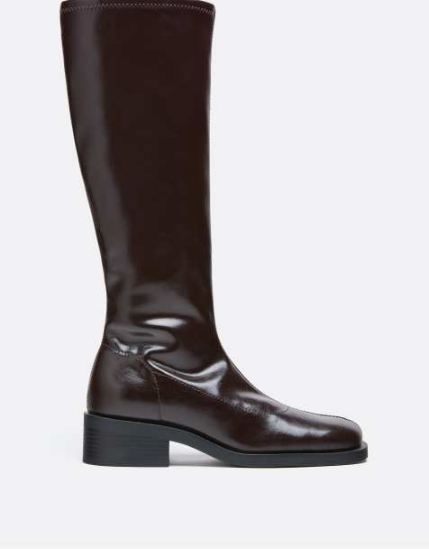 Stradivarius stivaletti con tacco elasticizzati marroni - view 1