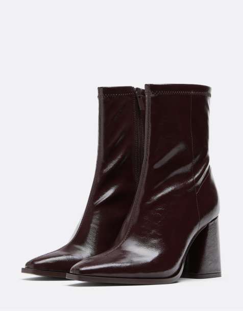 Stradivarius - Stivaletti elasticizzati marroni con tacco alto - view 1