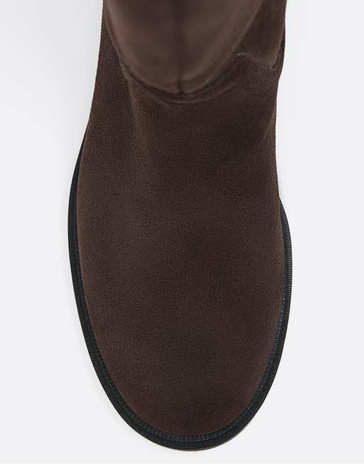 Stradivarius - Stivali bassi marroni in pelle stile equitazione, 5 di 6
