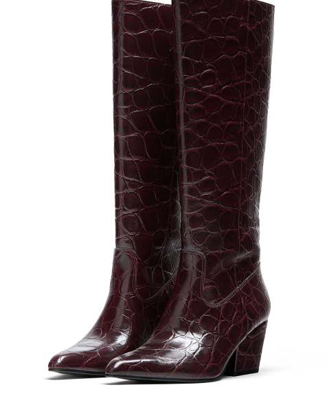 Stradivarius - Stivali con tacco alto bordeaux - view 1