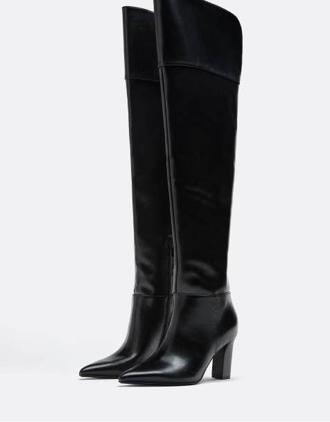 Stradivarius - Stivali cuissard neri con tacco alto - view 1