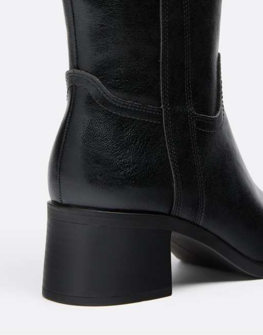 Stradivarius stivali equestrian con tacco largo neri, 6 di 6