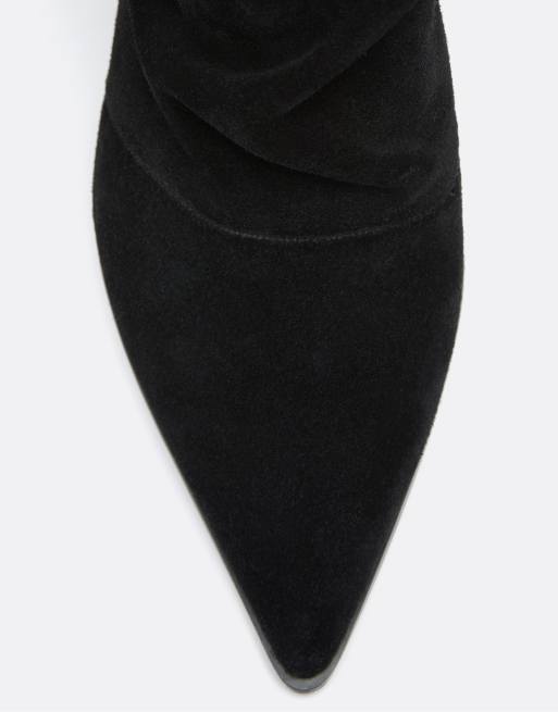 Stradivarius stivali in pelle morbidi con tacco neri, 4 di 7