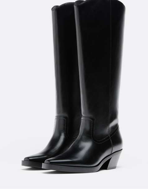 Stradivarius - Stivali stile cowboy con tacco neri - view 1