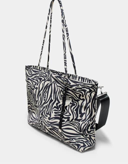 Stradivarius stoffen shopper in ecru, 2 van 4