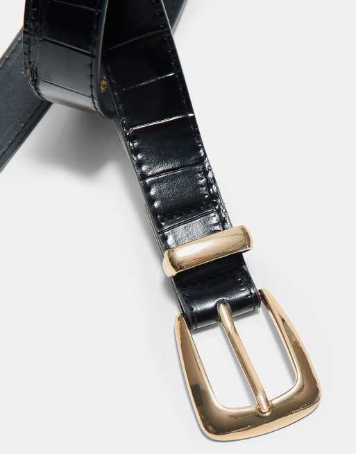 Stradivarius Stone-embellished belt in black, 4 of 4