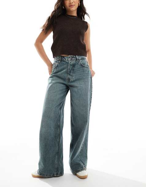Stradivarius STR baggy jean in dark vintage wash - view 1