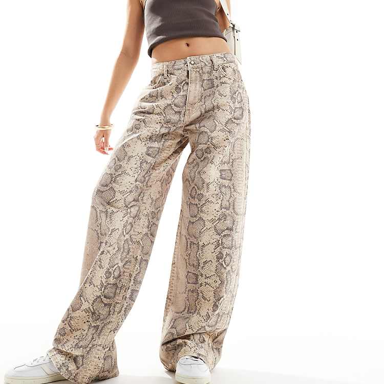 Stradivarius STR baggy jean in snake print | ASOS Stradivarius STR baggy jean in snake print | ASOS