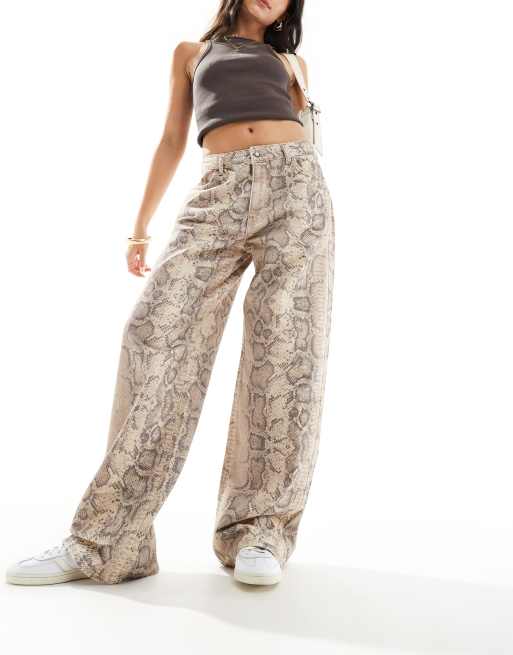 Stradivarius STR baggy jeans in snake print