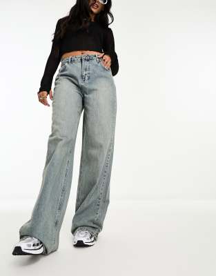 Stradivarius Petite STR baggy jeans in vintage wash