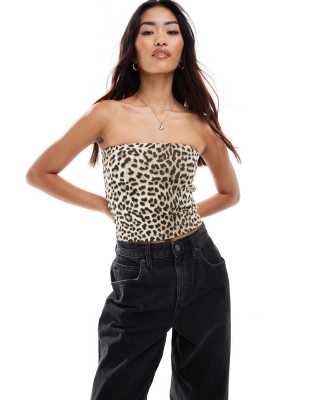 Stradivarius Str Bandeau Top In Leopard Print-multi In Multi