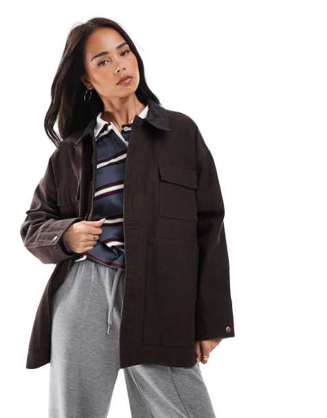 Stradivarius STR barn jacket in brown - view 1