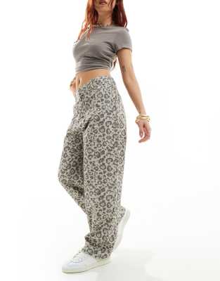 STR barrel jeans in leopard print-Multi