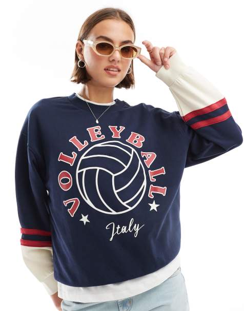 Stradivarius - STR - Beige sweatshirt med "Italy Volleyball"-grafik - view 1