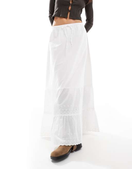 Stradivarius STR boho cotton skirt in white, 5 of 5