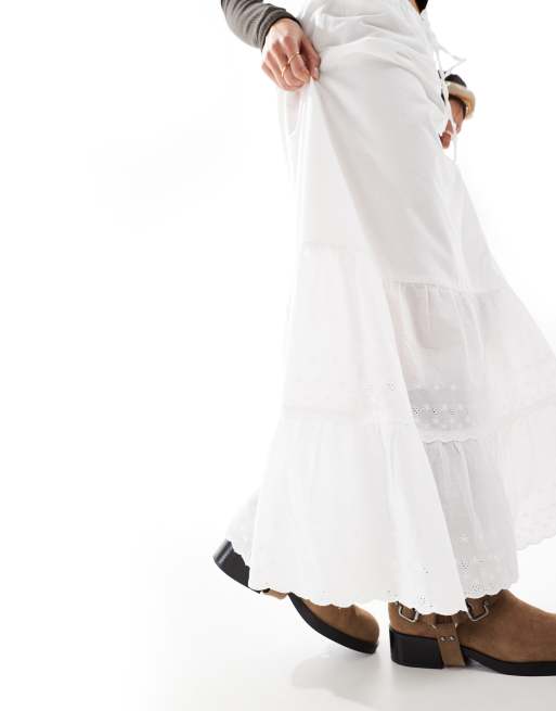 Stradivarius – STR – Boho-Rock aus Baumwolle in Weiß, 3 von 5