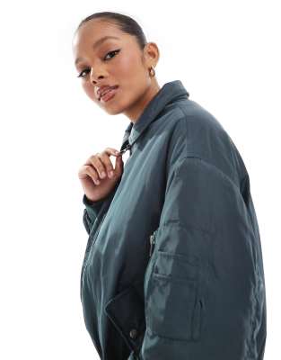 Stradivarius Str Bomber Jacket In Navy