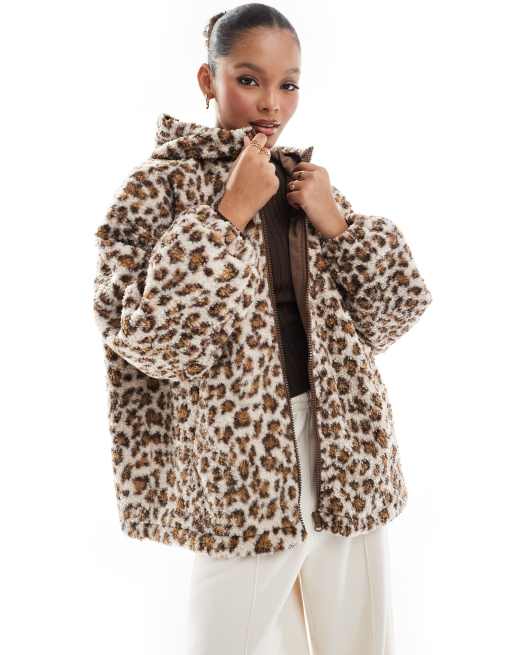 Leopard print borg jacket hot sale