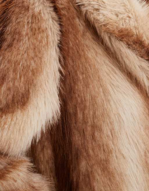 Stradivarius STR – Brauner Kunstpelzmantel im Vintage-Stil, 2 von 4