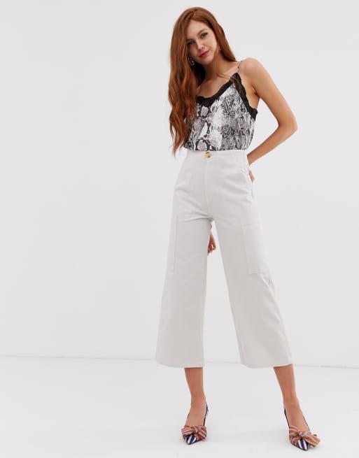 Stradivarius STR button front culottes in beige | ASOS