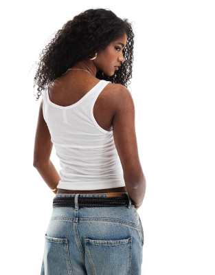 stradivarius str buttoned tank top in white