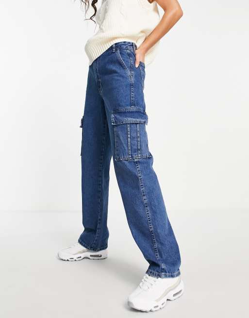 Stradivarius - STR - Cargo jeans in blauw 