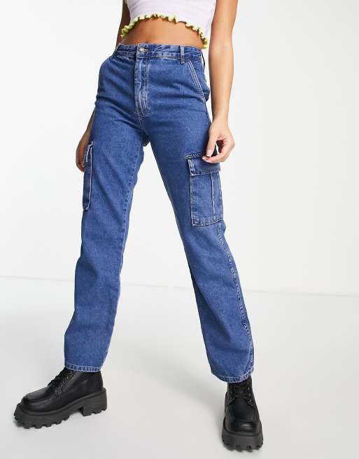 Stradivarius STR cargo jeans in blue | ASOS