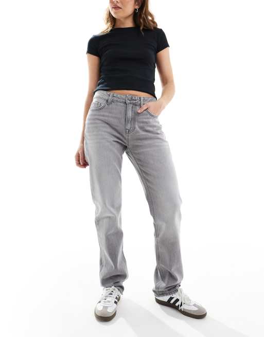 Stradivarius – STR – Ciemnoszare jeansy o prostym kroju
