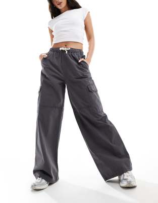 STR cotton pull on cargo pants in dark gray