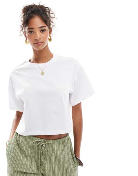 Stradivarius - STR - Cropped og hvid T-shirt - view 1