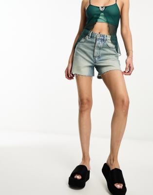 【DISCERNMENT】Vintage Washing Denim Shorts Vintage Stone Wash Denim Shorts / Z Cavaricci / Blue / White