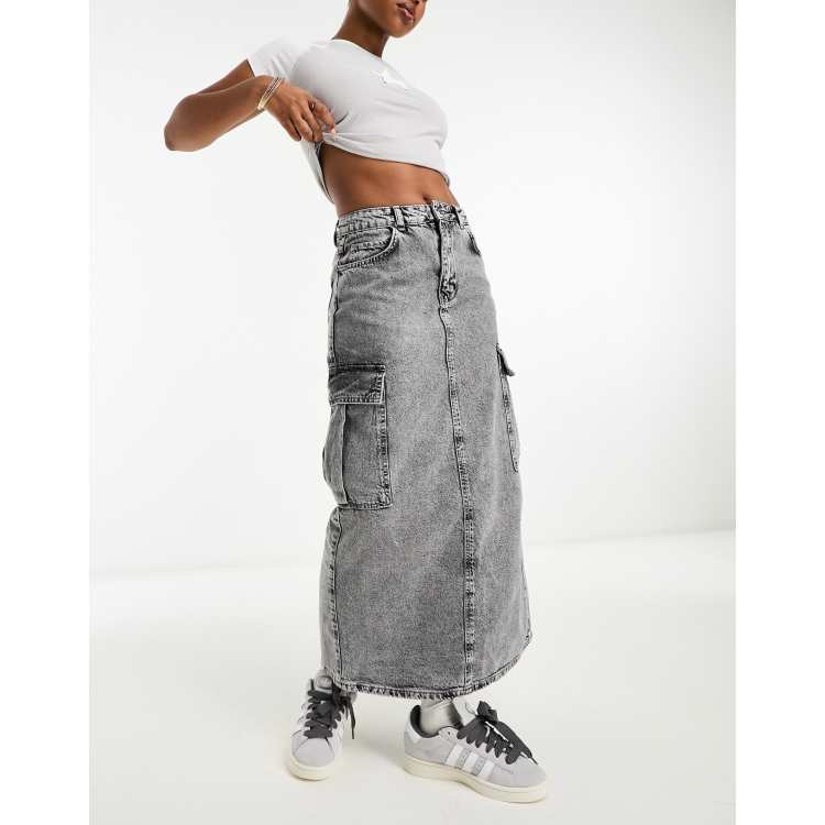 スカート [MATINKIM]cargo maxi skirt in charcoal Statement Made Nylon Cargo Maxi Skirt - Charcoal | Fashion Nova