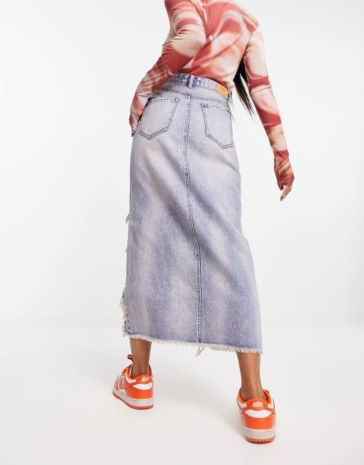 Denim rok met scheuren sale