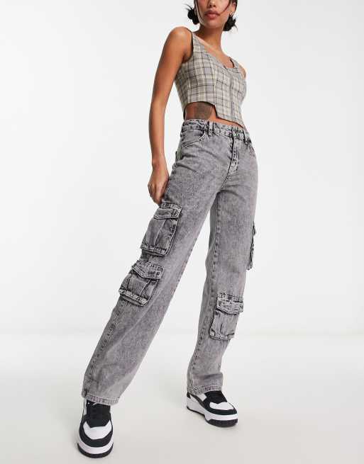 Acid Wash Grey Denim Pants