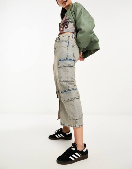 Stradivarius - STR - Denimnederdel i vintagevask, 2 af 4