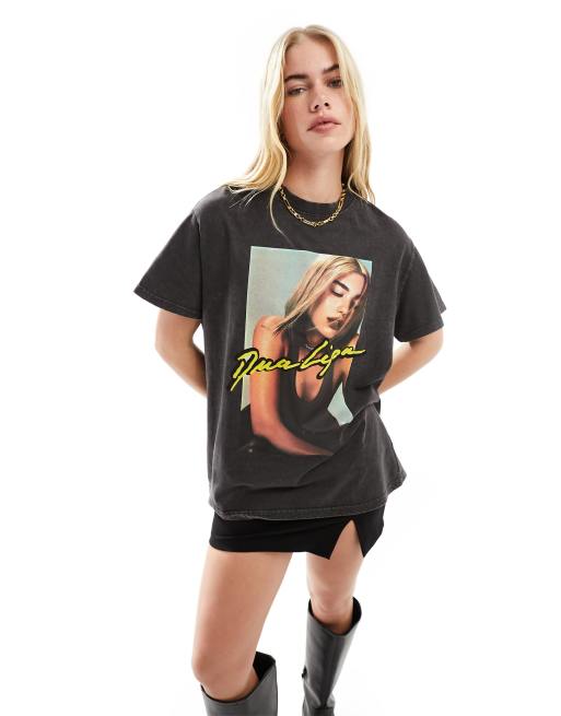 Stradivarius STR Dua Lipa t shirt in black