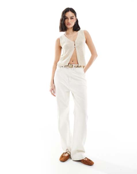 Stradivarius - STR - Ecrufarvet top i rustik strik - view 1