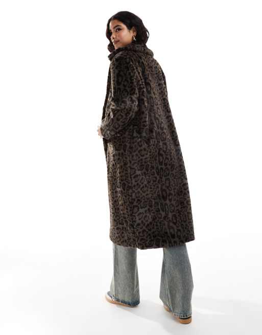 Bershka Faux Fur hot Animal Print Coat from Barcelona