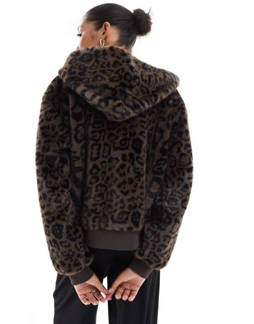 Leopard zip up jacket sale