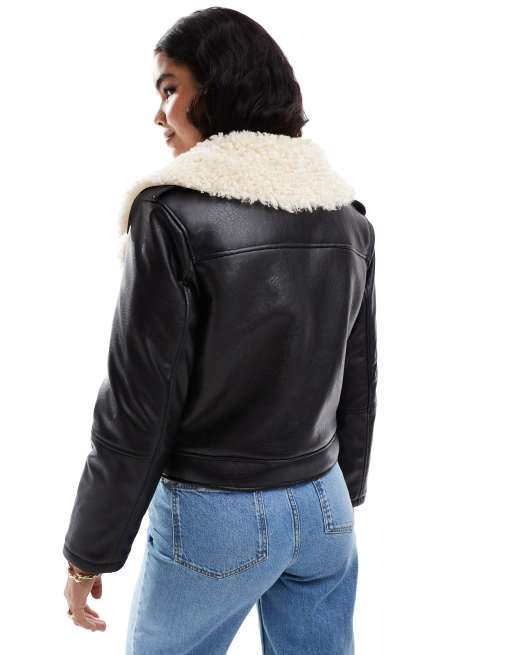 早割クーポン！ STR Stradivarius faux fur faux with jacket aviator leather ジャケット・アウター