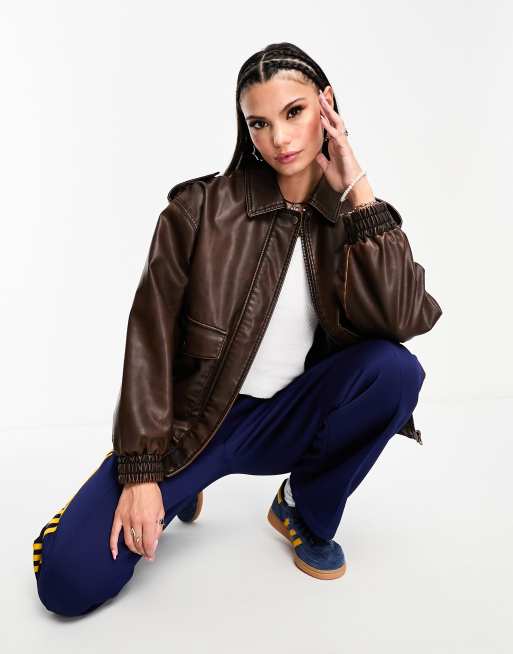 cozy brown jacket outer / 大人s（mom） Mom Bonnie Plunkett Brown Leather Jacket – LeatherJacketMerchant