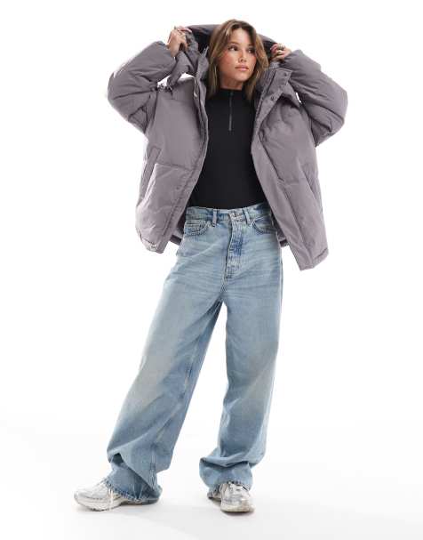 Stradivarius – STR – Fioletowoszara kurtka ocieplana oversize - view 1
