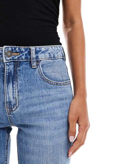 Stradivarius STR flare jeans in medium washed blue 