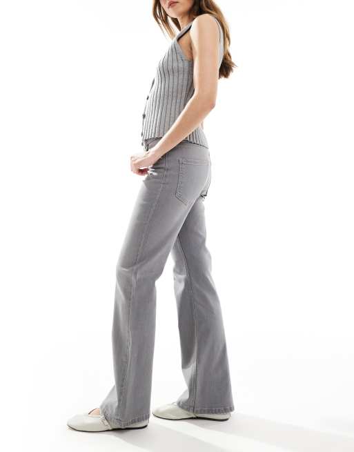 Stradivarius STR flare jeans in gray wash