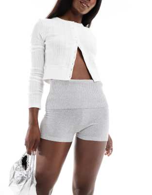 STR fold over waist shorts in gray