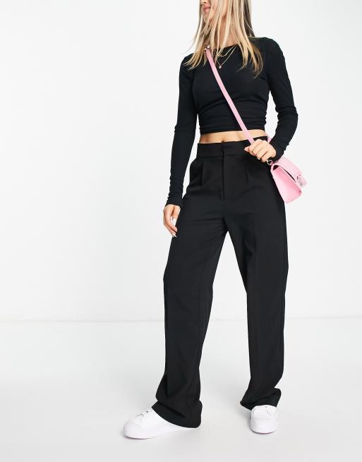 High Waisted Tailored Trousers - Black