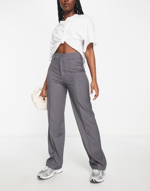 Stradivarius wide leg relaxed trousers in grey