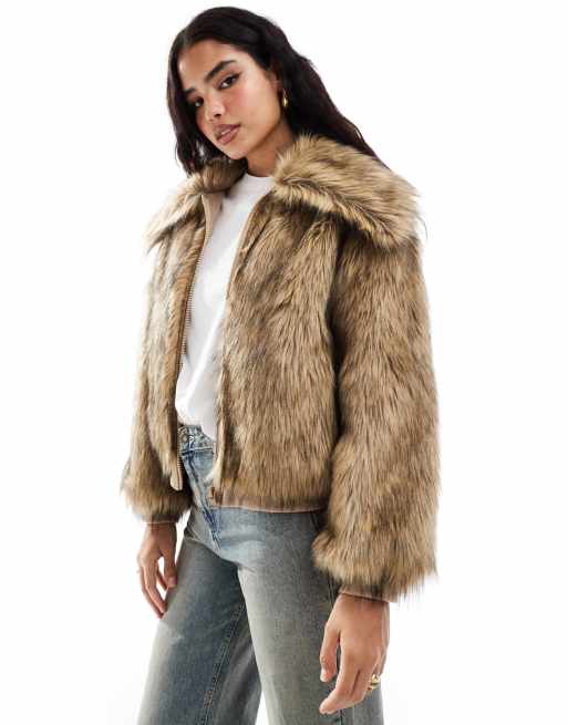 Stradivarius - STR - Jack van imitatiebont in beige