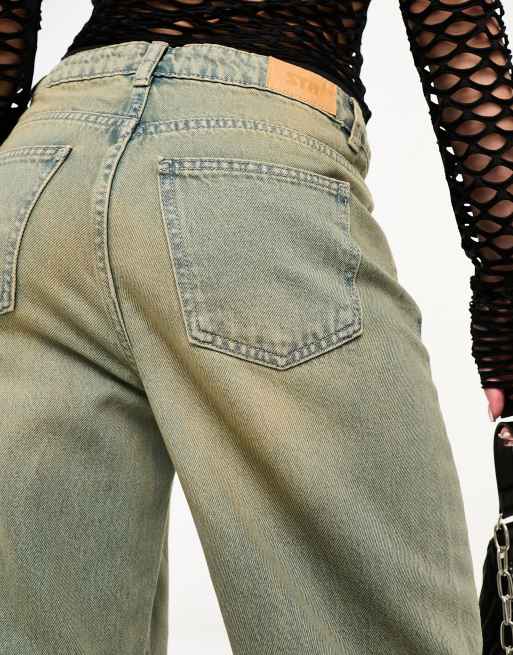 Stradivarius - STR - Jean baggy - Délavage vintage , 2 de 5